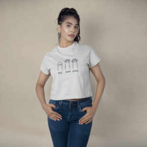 Rock Paper Scissors Hand Crop Top