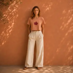 Minimal Leaf Emblem Crop Top
