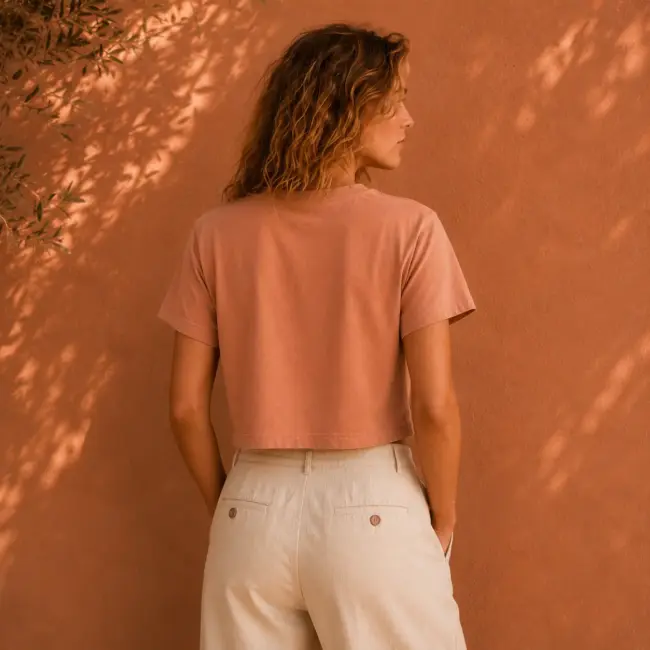 Minimal Leaf Emblem Crop Top